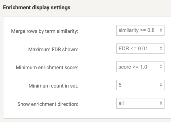 Enrichment display settings